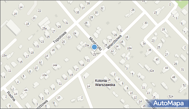 Morąg, Wierzbowa, 23, mapa Morąg