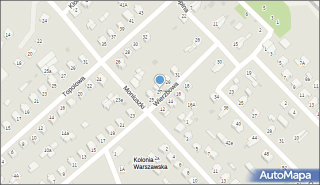 Morąg, Wierzbowa, 27, mapa Morąg