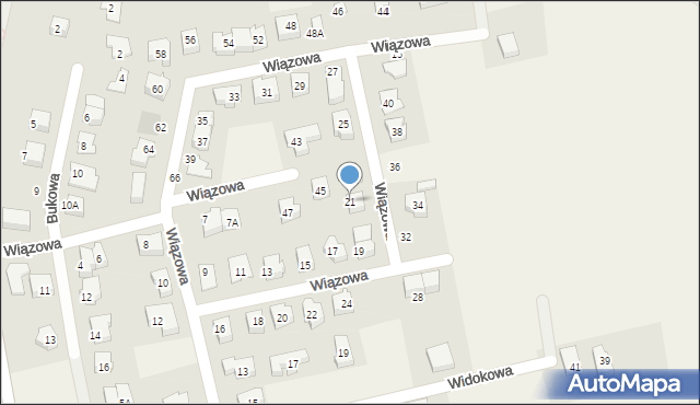 Mosty, Wiązowa, 21, mapa Mosty