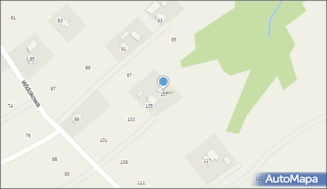 Moszczenica, Widokowa, 107, mapa Moszczenica