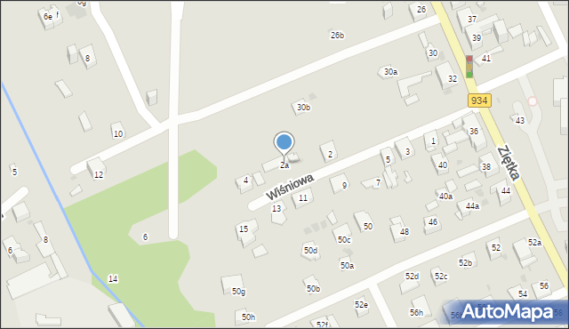 Mysłowice, Wiśniowa, 2a, mapa Mysłowice