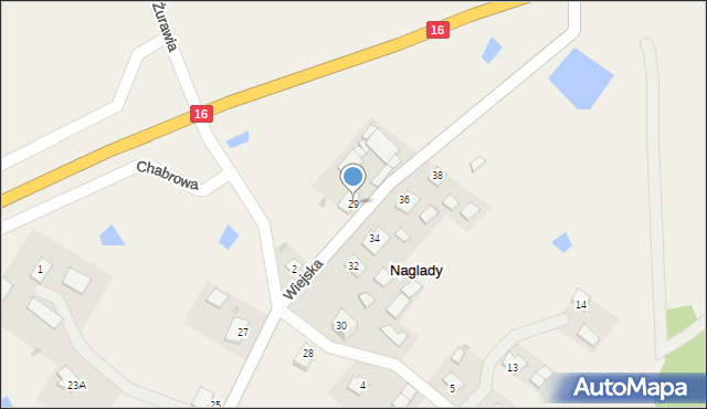 Naglady, Wiejska, 29, mapa Naglady