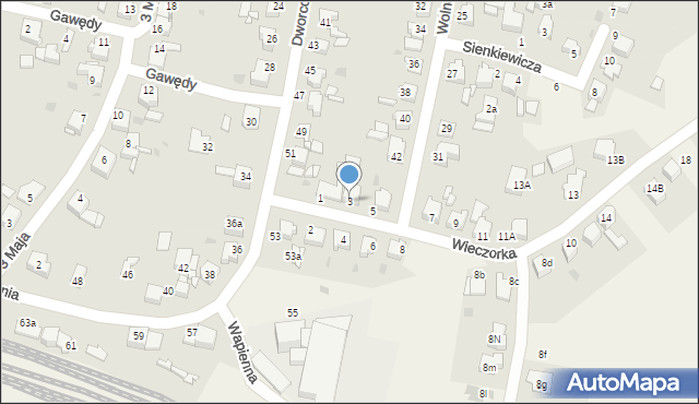 Nakło Śląskie, Wieczorka, 3, mapa Nakło Śląskie