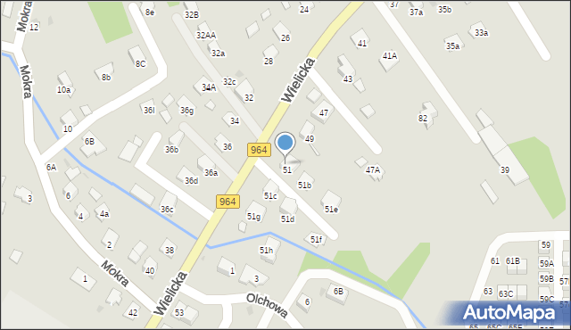 Niepołomice, Wielicka, 51A, mapa Niepołomice