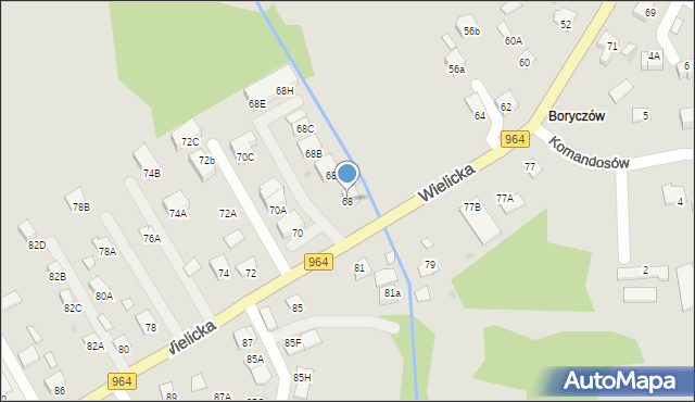 Niepołomice, Wielicka, 68, mapa Niepołomice