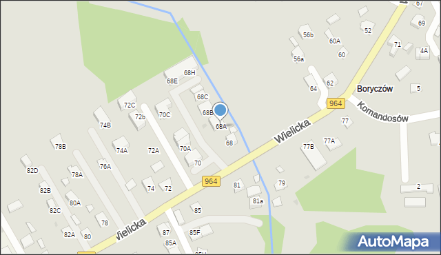 Niepołomice, Wielicka, 68A, mapa Niepołomice