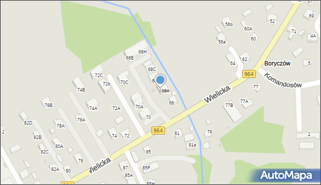 Niepołomice, Wielicka, 68AB, mapa Niepołomice