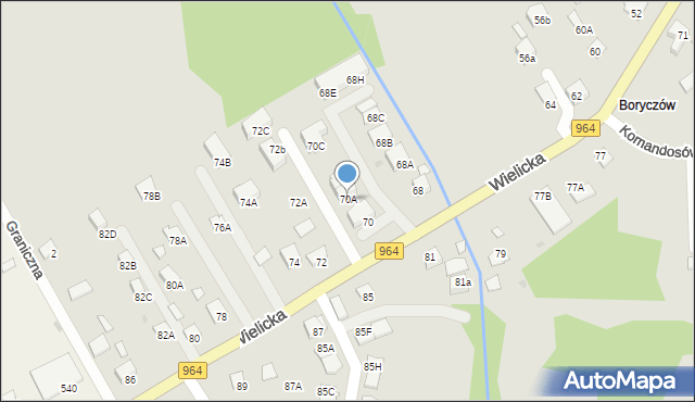 Niepołomice, Wielicka, 70A, mapa Niepołomice