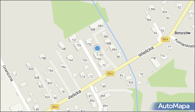 Niepołomice, Wielicka, 70B, mapa Niepołomice