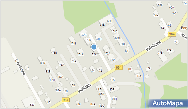 Niepołomice, Wielicka, 72A, mapa Niepołomice