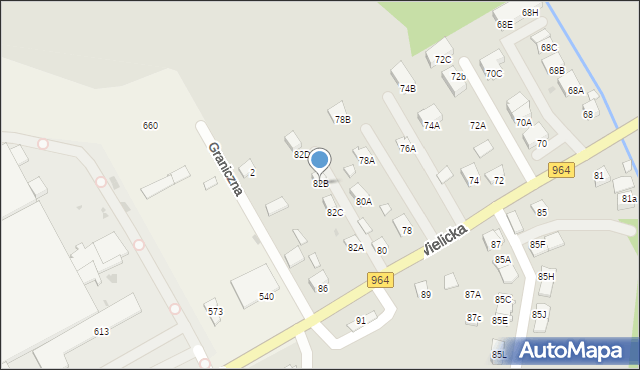 Niepołomice, Wielicka, 82B, mapa Niepołomice