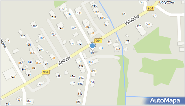 Niepołomice, Wielicka, 85, mapa Niepołomice