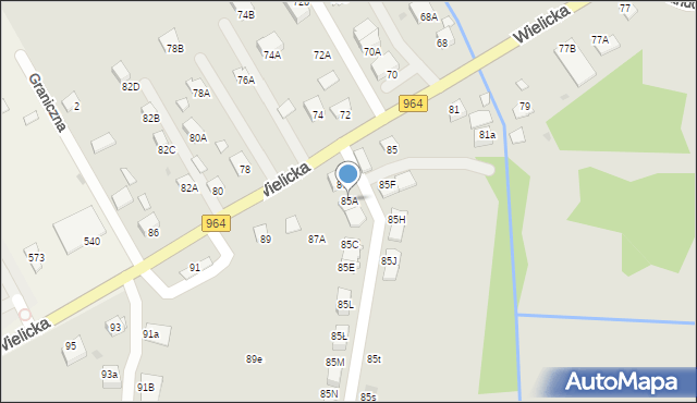 Niepołomice, Wielicka, 85A, mapa Niepołomice