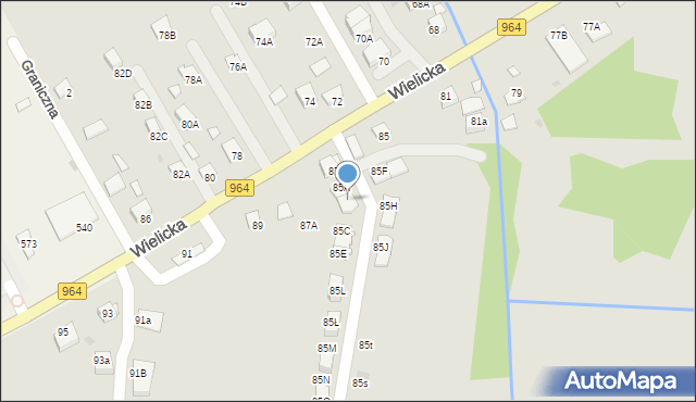 Niepołomice, Wielicka, 85B, mapa Niepołomice