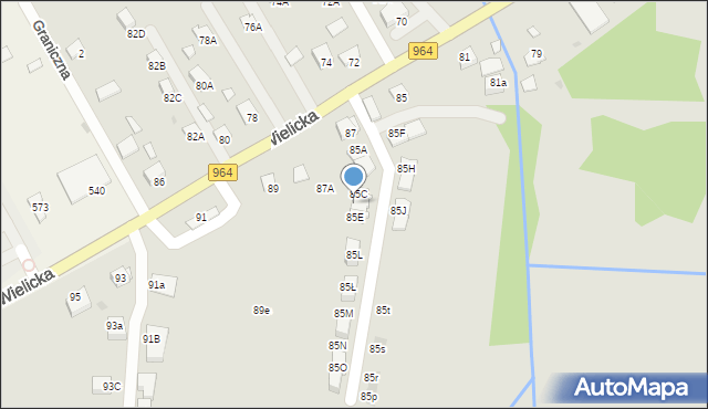 Niepołomice, Wielicka, 85D, mapa Niepołomice