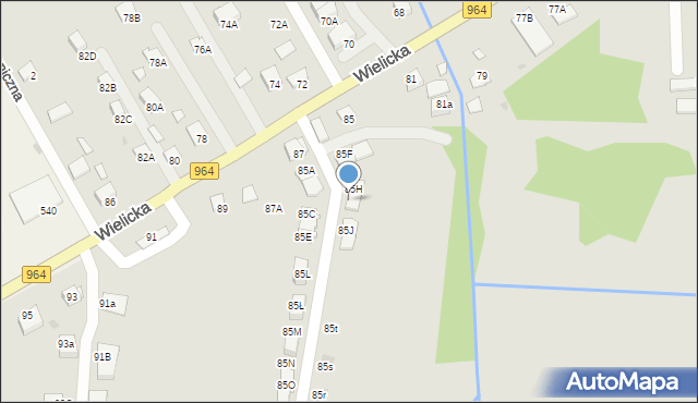 Niepołomice, Wielicka, 85I, mapa Niepołomice