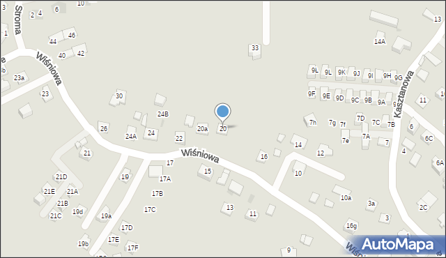 Niepołomice, Wiśniowa, 20, mapa Niepołomice