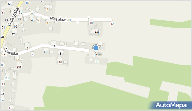 Niesułowice, Wiejska, 12, mapa Niesułowice