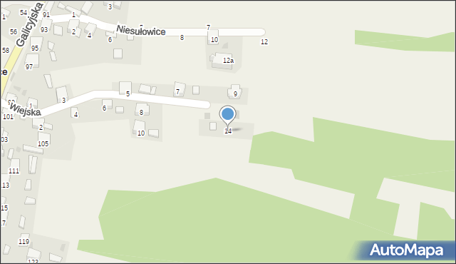 Niesułowice, Wiejska, 14, mapa Niesułowice