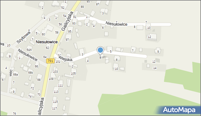 Niesułowice, Wiejska, 6, mapa Niesułowice