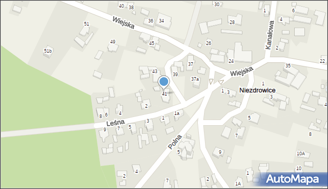 Niezdrowice, Wiejska, 41, mapa Niezdrowice