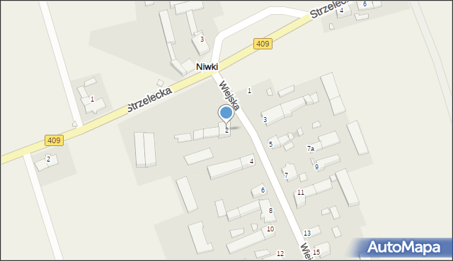 Niwki, Wiejska, 2, mapa Niwki