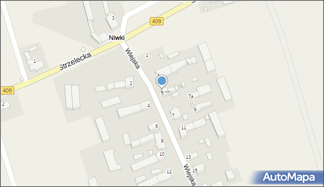 Niwki, Wiejska, 5, mapa Niwki
