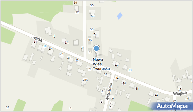 Nowa Wieś Tworoska, Wiejska, 7, mapa Nowa Wieś Tworoska