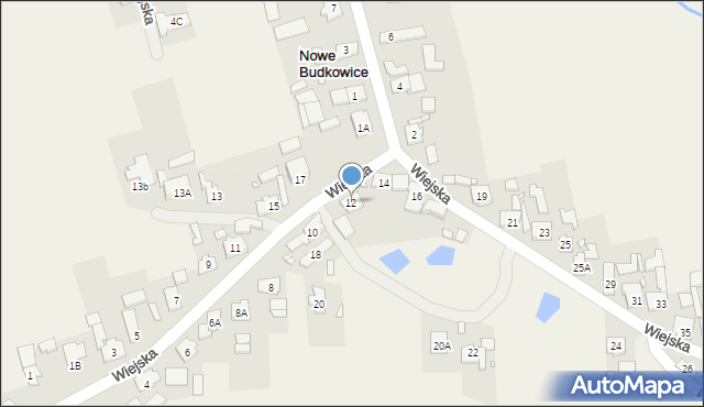 Nowe Budkowice, Wiejska, 12, mapa Nowe Budkowice