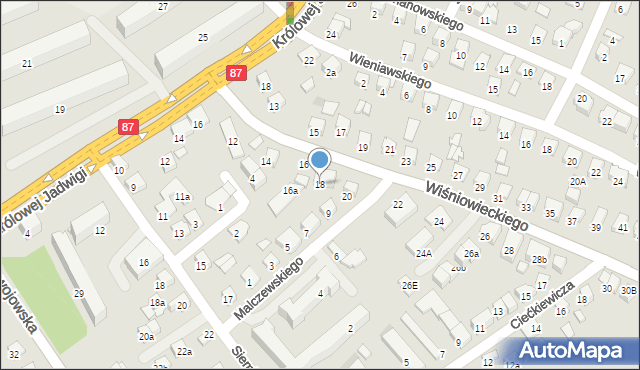 Nowy Sącz, Wiśniowieckiego Jeremiego, 18, mapa Nowego Sącza