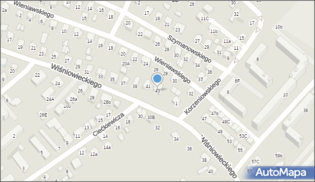 Nowy Sącz, Wiśniowieckiego Jeremiego, 43, mapa Nowego Sącza