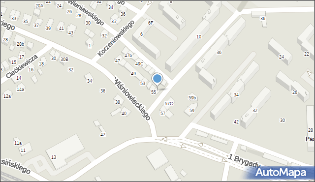 Nowy Sącz, Wiśniowieckiego Jeremiego, 55A, mapa Nowego Sącza