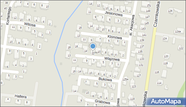 Oborniki, Wiązowa, 12, mapa Oborniki