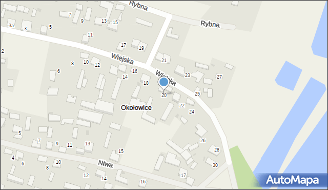 Okołowice, Wiejska, 20, mapa Okołowice