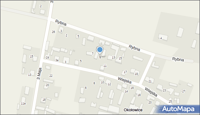 Okołowice, Wiejska, 9, mapa Okołowice