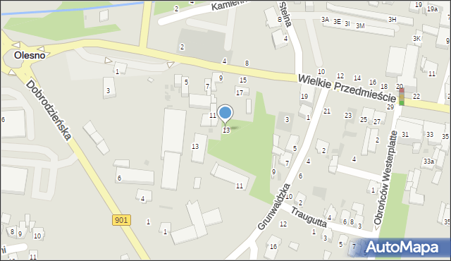 Olesno, Wielkie Przedmieście, 13, mapa Olesno