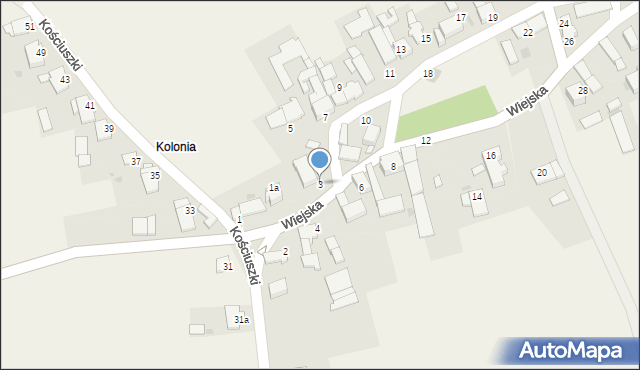 Oleszka, Wiejska, 3, mapa Oleszka