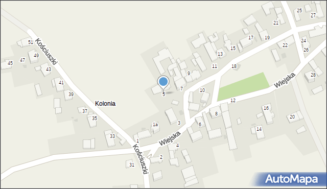 Oleszka, Wiejska, 5, mapa Oleszka