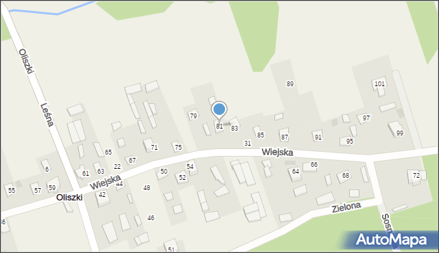 Oliszki, Wiejska, 81, mapa Oliszki