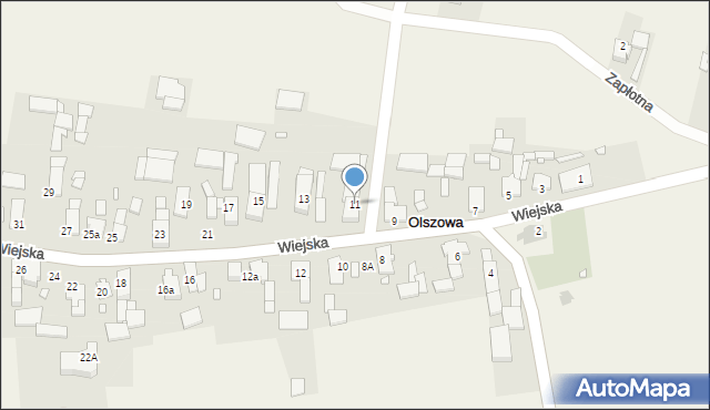 Olszowa, Wiejska, 11, mapa Olszowa