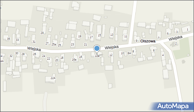 Olszowa, Wiejska, 12a, mapa Olszowa