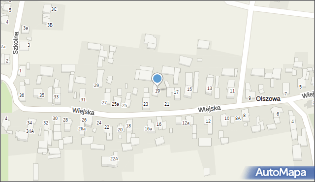 Olszowa, Wiejska, 19, mapa Olszowa