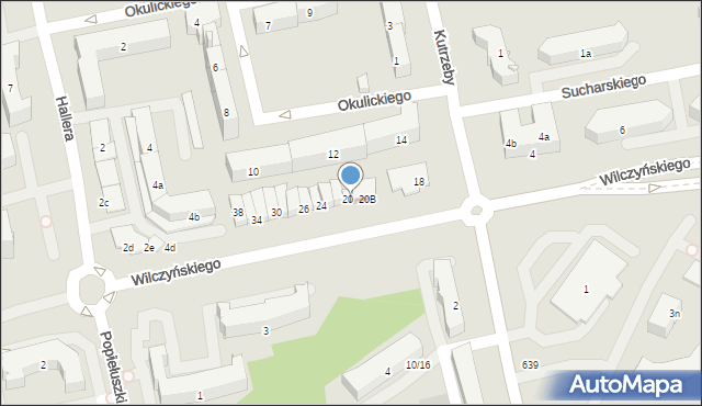 Olsztyn, Wilczyńskiego Tomasza, bp., 20a, mapa Olsztyna