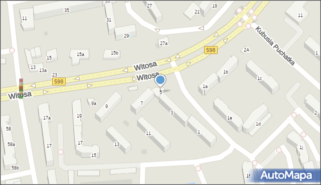 Olsztyn, Witosa Wincentego, 5, mapa Olsztyna