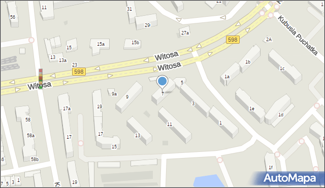 Olsztyn, Witosa Wincentego, 7, mapa Olsztyna