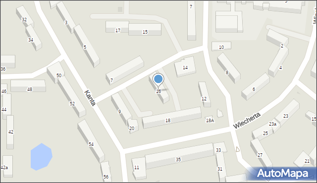 Olsztyn, Wiecherta Ernsta, 16, mapa Olsztyna