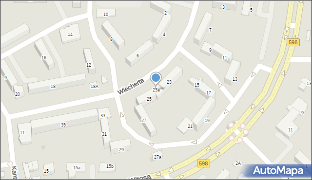 Olsztyn, Wiecherta Ernsta, 23a, mapa Olsztyna