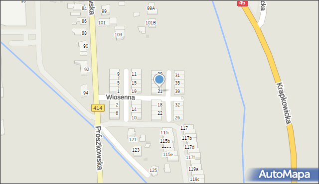 Opole, Wiosenna, 21, mapa Opola