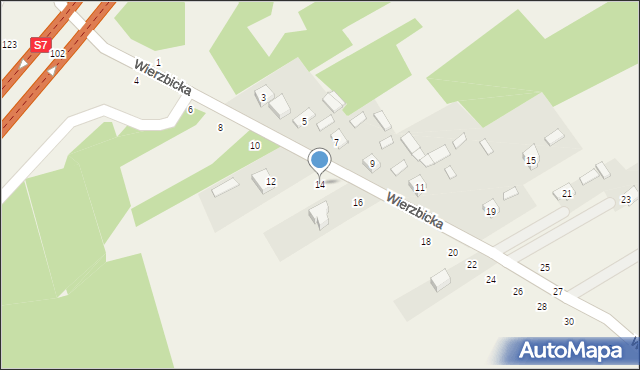 Orońsko, Wierzbicka, 14, mapa Orońsko