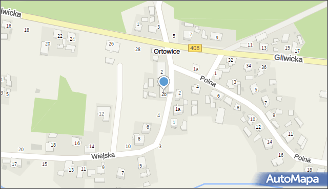 Ortowice, Wiejska, 2b, mapa Ortowice